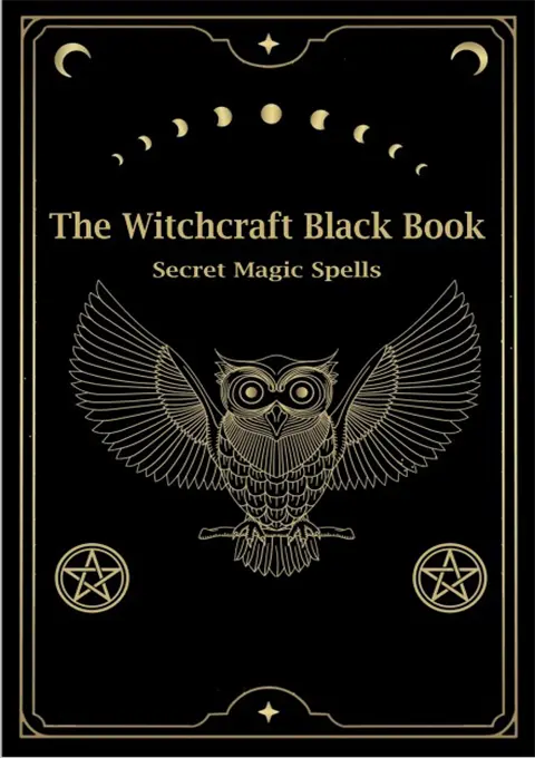 Cover of the witchcraft book ‘The Witchcraft Black Book’ with dark mystical design