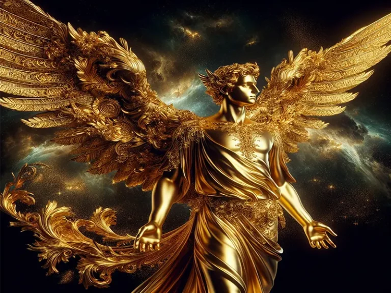 Metatron Archangel glowing with divine light and sacred geometry wings