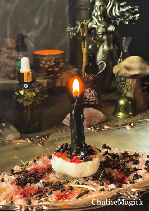 candles and items used in the ritual
